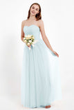 Sweetheart Neckline Tulle Bridesmaid Dress Long Pleated Ruched Formal Evening Gowns Dresses
