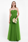 Sweetheart Neckline Tulle Bridesmaid Dress Long Pleated Ruched Formal Evening Gowns Dresses