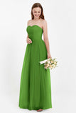 Sweetheart Neckline Tulle Bridesmaid Dress Long Pleated Ruched Formal Evening Gowns Dresses