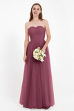 Sweetheart Neckline Tulle Bridesmaid Dress Long Pleated Ruched Formal Evening Gowns Dresses