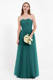 Sweetheart Neckline Tulle Bridesmaid Dress Long Pleated Ruched Formal Evening Gowns Dresses