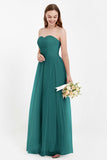 Sweetheart Neckline Tulle Bridesmaid Dress Long Pleated Ruched Formal Evening Gowns Dresses