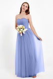 Sweetheart Neckline Tulle Bridesmaid Dress Long Pleated Ruched Formal Evening Gowns Dresses