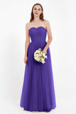 Sweetheart Neckline Tulle Bridesmaid Dress Long Pleated Ruched Formal Evening Gowns Dresses