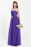 Sweetheart Neckline Tulle Bridesmaid Dress Long Pleated Ruched Formal Evening Gowns Dresses