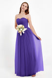 Sweetheart Neckline Tulle Bridesmaid Dress Long Pleated Ruched Formal Evening Gowns Dresses