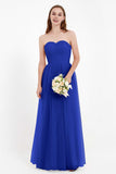 Sweetheart Neckline Tulle Bridesmaid Dress Long Pleated Ruched Formal Evening Gowns Dresses