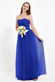 Sweetheart Neckline Tulle Bridesmaid Dress Long Pleated Ruched Formal Evening Gowns Dresses