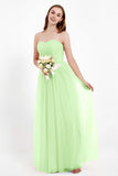 Sweetheart Neckline Tulle Bridesmaid Dress Long Pleated Ruched Formal Evening Gowns Dresses