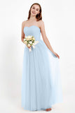 Sweetheart Neckline Tulle Bridesmaid Dress Long Pleated Ruched Formal Evening Gowns Dresses