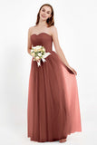 Sweetheart Neckline Tulle Bridesmaid Dress Long Pleated Ruched Formal Evening Gowns Dresses