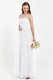 Sweetheart Neckline Tulle Bridesmaid Dress Long Pleated Ruched Formal Evening Gowns Dresses