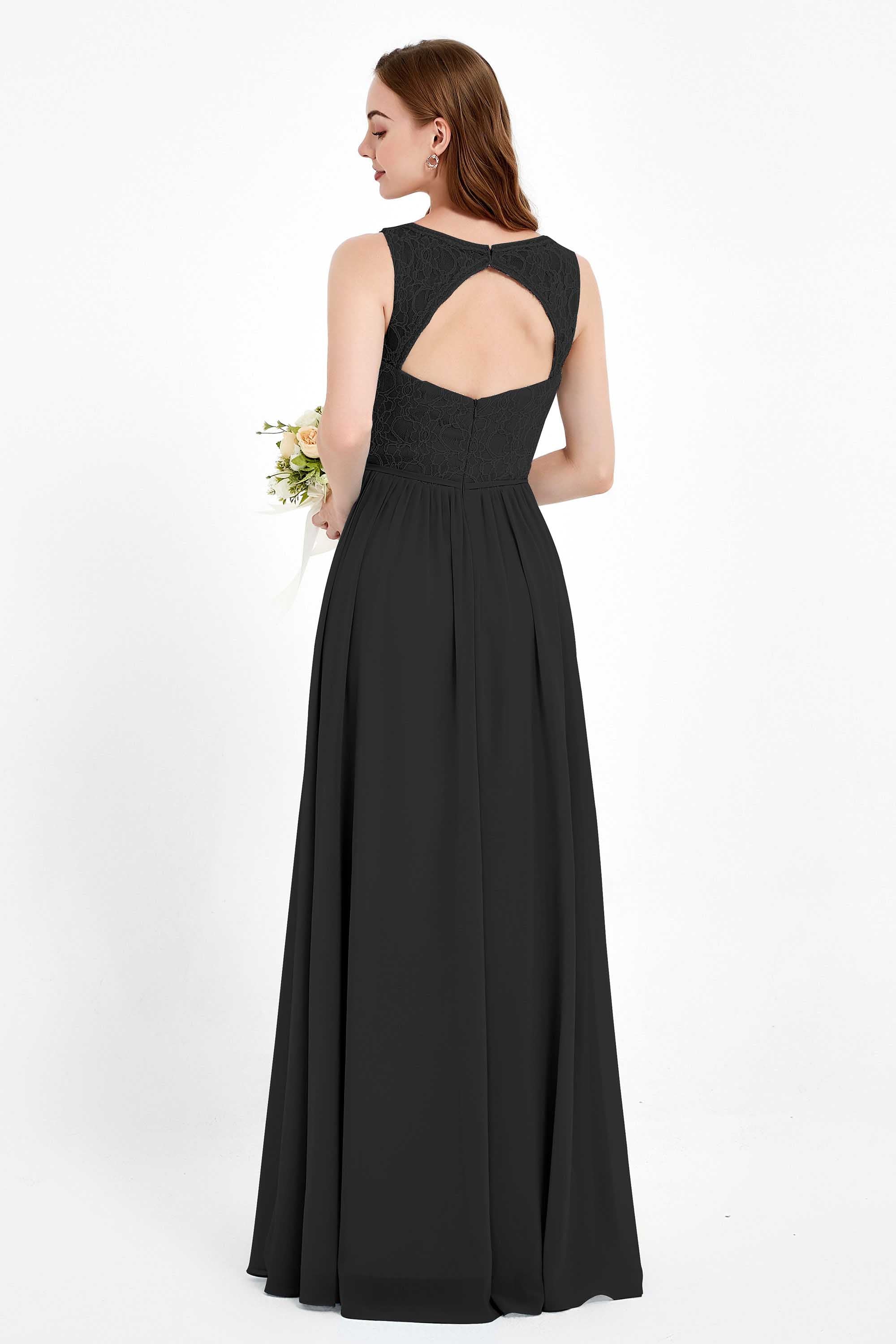 Ruched Chiffon Lace V Neck Bridesmaid Dress Sleeveless Formal Evening Dresses gowns