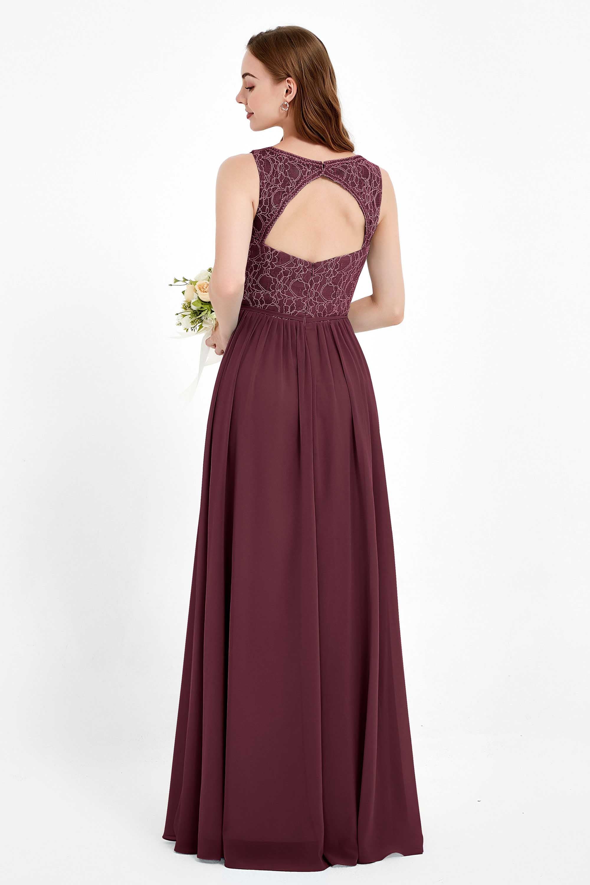 Ruched Chiffon Lace V Neck Bridesmaid Dress Sleeveless Formal Evening Dresses gowns