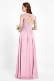 Ruched Chiffon Lace V Neck Bridesmaid Dress Sleeveless Formal Evening Dresses gowns