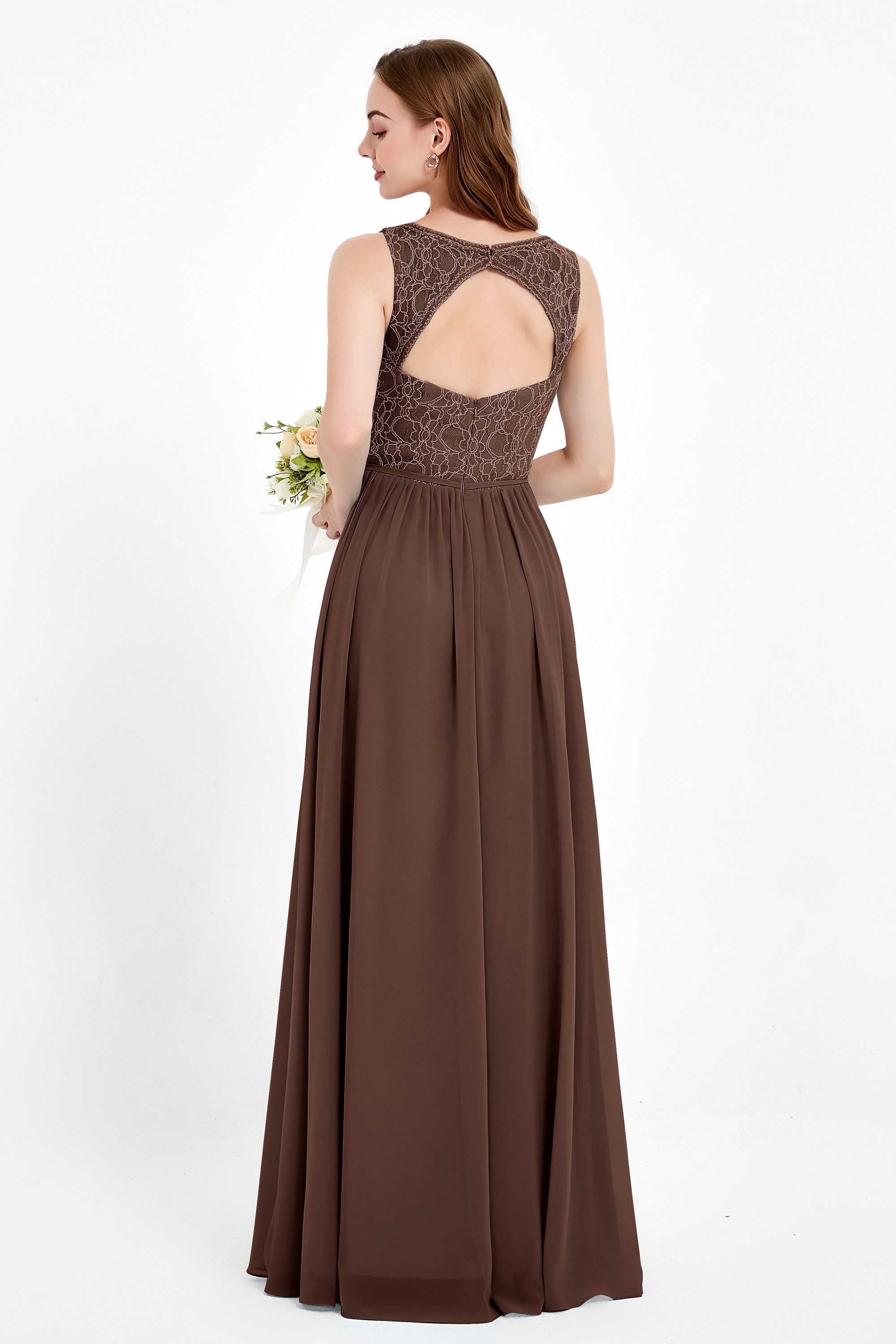 Ruched Chiffon Lace V Neck Bridesmaid Dress Sleeveless Formal Evening Dresses gowns