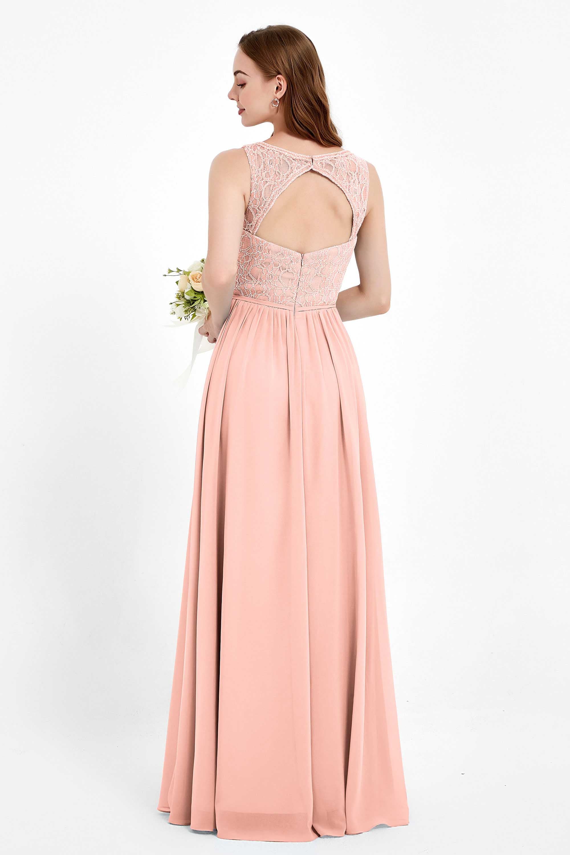 Ruched Chiffon Lace V Neck Bridesmaid Dress Sleeveless Formal Evening Dresses gowns