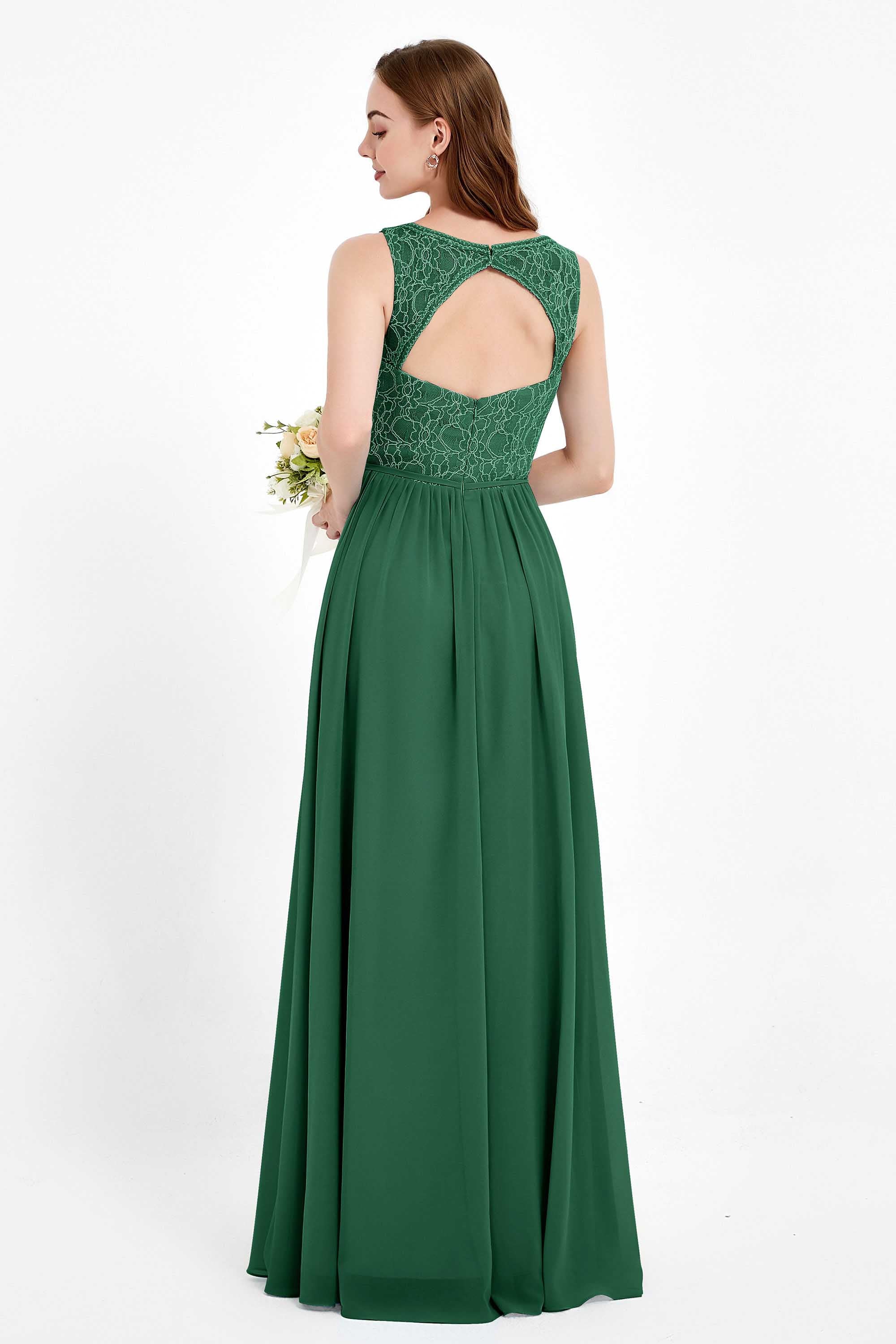 Ruched Chiffon Lace V Neck Bridesmaid Dress Sleeveless Formal Evening Dresses gowns
