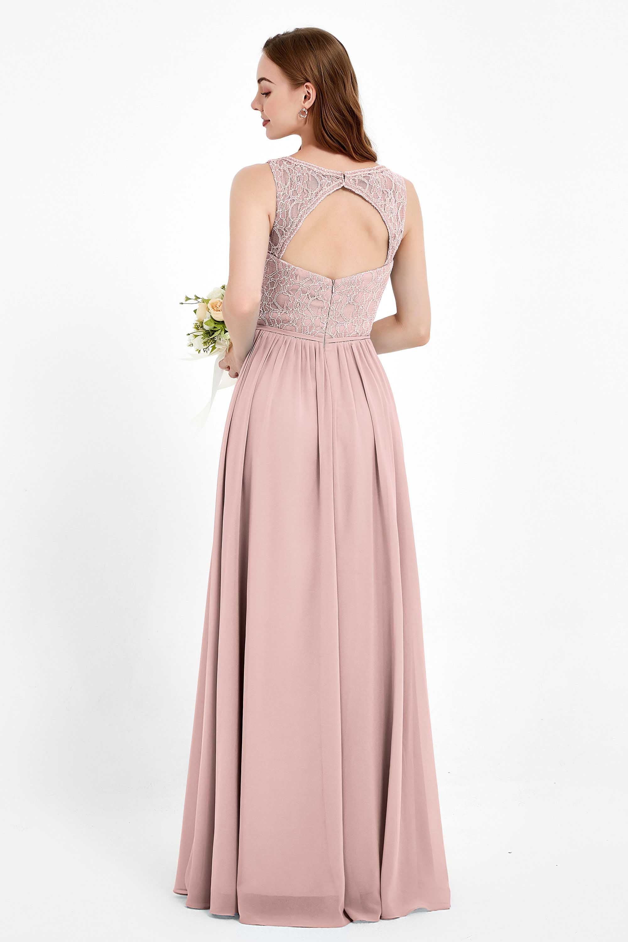 Ruched Chiffon Lace V Neck Bridesmaid Dress Sleeveless Formal Evening Dresses gowns