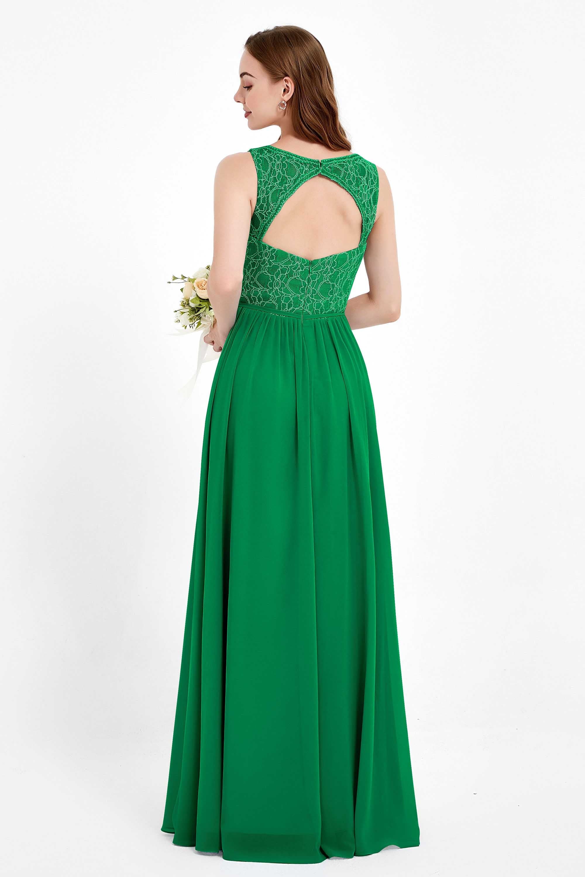 Ruched Chiffon Lace V Neck Bridesmaid Dress Sleeveless Formal Evening Dresses gowns