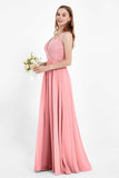 Ruched Chiffon Lace V Neck Bridesmaid Dress Sleeveless Formal Evening Dresses gowns