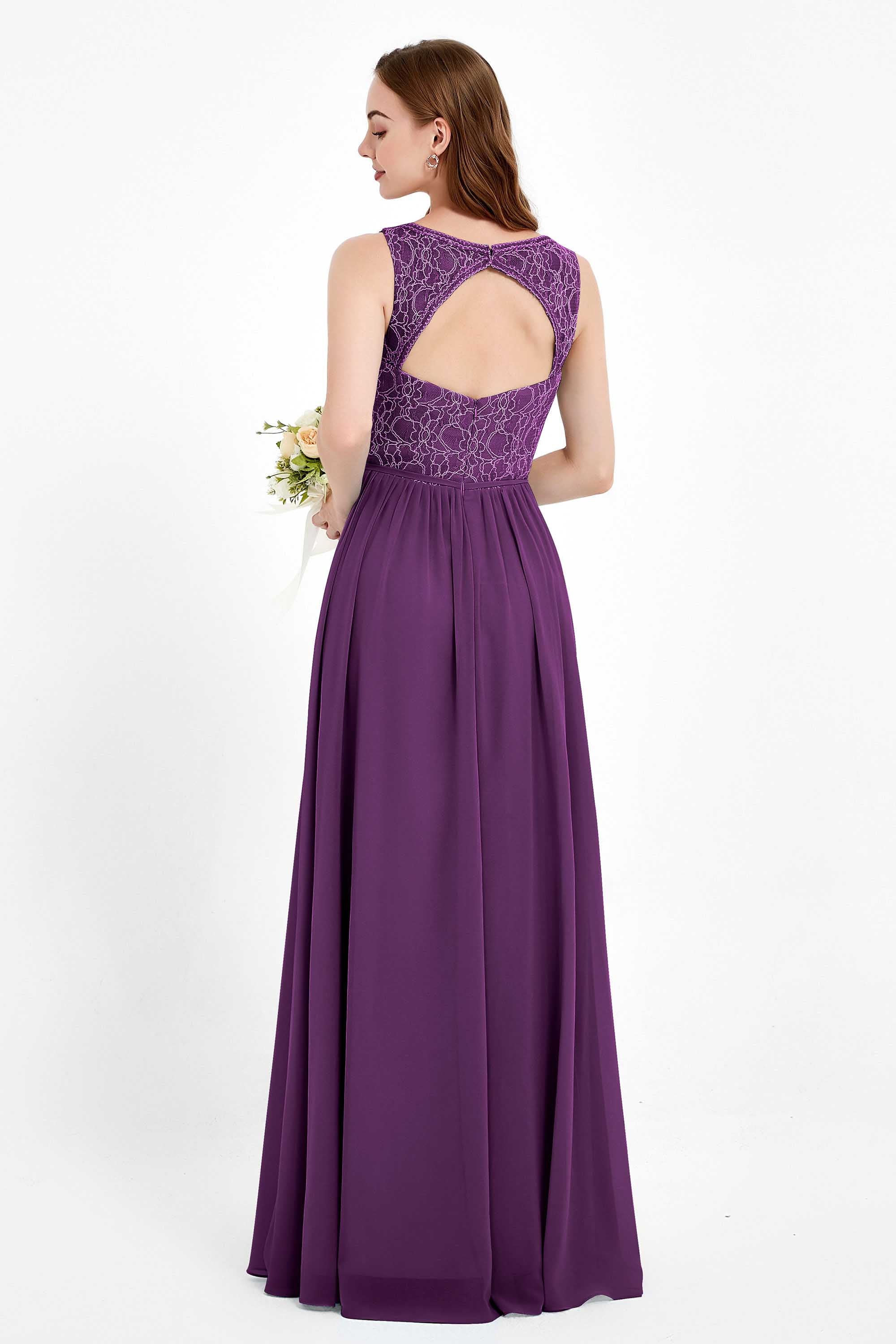 Ruched Chiffon Lace V Neck Bridesmaid Dress Sleeveless Formal Evening Dresses gowns