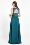 Ruched Chiffon Lace V Neck Bridesmaid Dress Sleeveless Formal Evening Dresses gowns