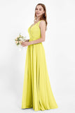 Ruched Chiffon Lace V Neck Bridesmaid Dress Sleeveless Formal Evening Dresses gowns