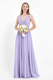 Ruched Chiffon Lace V Neck Bridesmaid Dress Sleeveless Formal Evening Dresses gowns