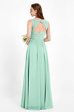 Ruched Chiffon Lace V Neck Bridesmaid Dress Sleeveless Formal Evening Dresses gowns