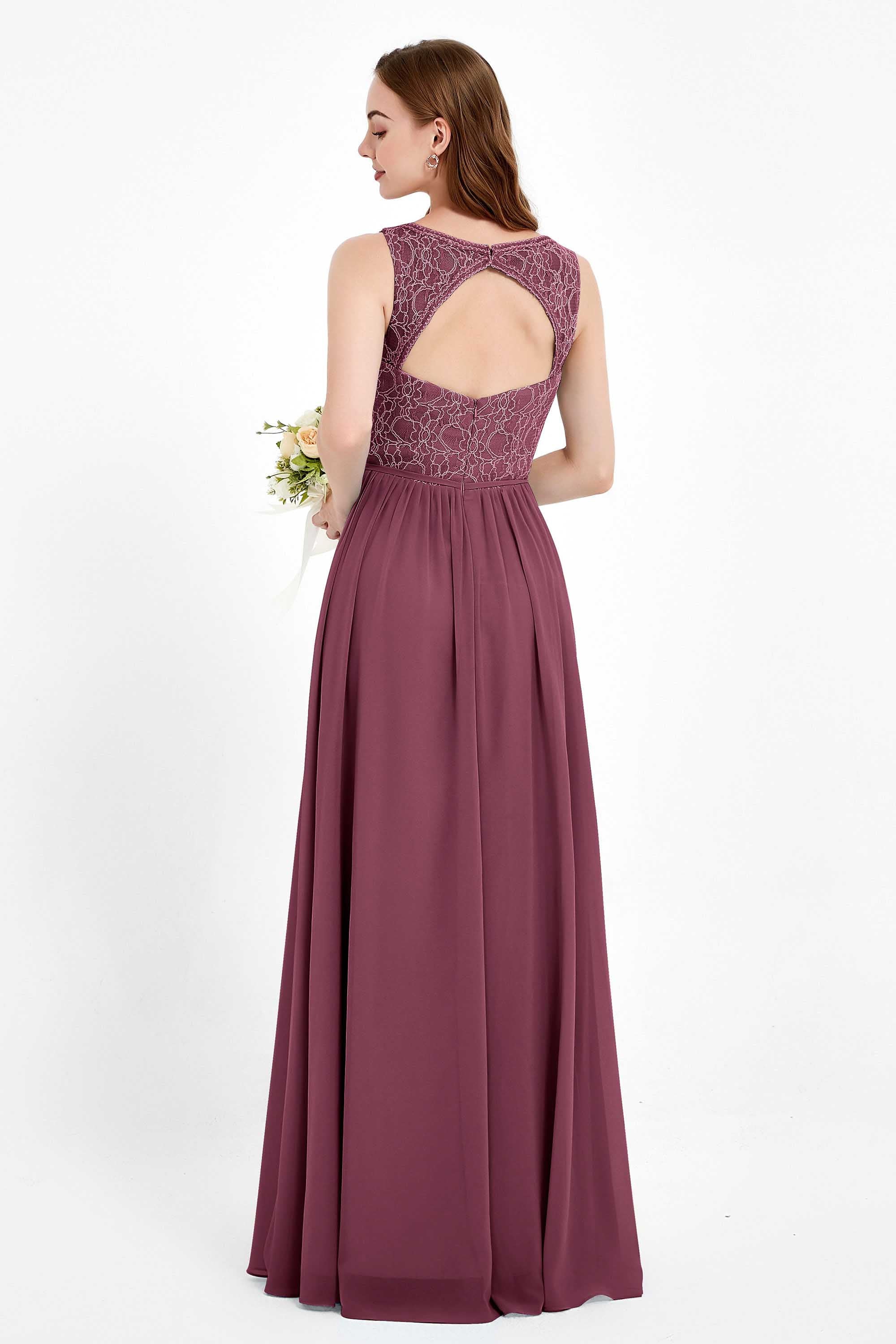 Ruched Chiffon Lace V Neck Bridesmaid Dress Sleeveless Formal Evening Dresses gowns