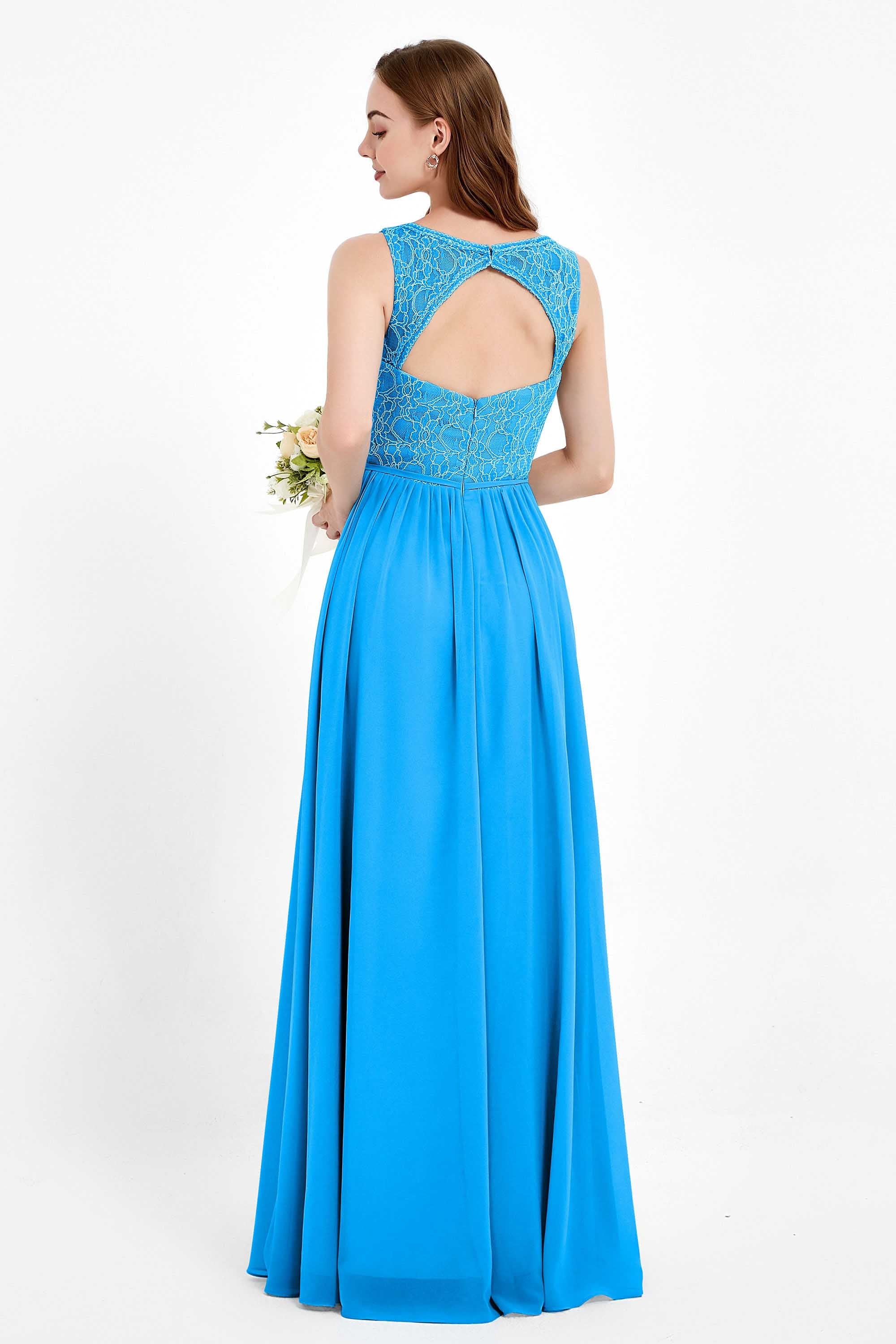 Ruched Chiffon Lace V Neck Bridesmaid Dress Sleeveless Formal Evening Dresses gowns