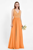 Ruched Chiffon Lace V Neck Bridesmaid Dress Sleeveless Formal Evening Dresses gowns