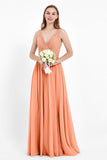Ruched Chiffon Lace V Neck Bridesmaid Dress Sleeveless Formal Evening Dresses gowns