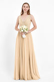 Ruched Chiffon Lace V Neck Bridesmaid Dress Sleeveless Formal Evening Dresses gowns