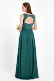 Ruched Chiffon Lace V Neck Bridesmaid Dress Sleeveless Formal Evening Dresses gowns