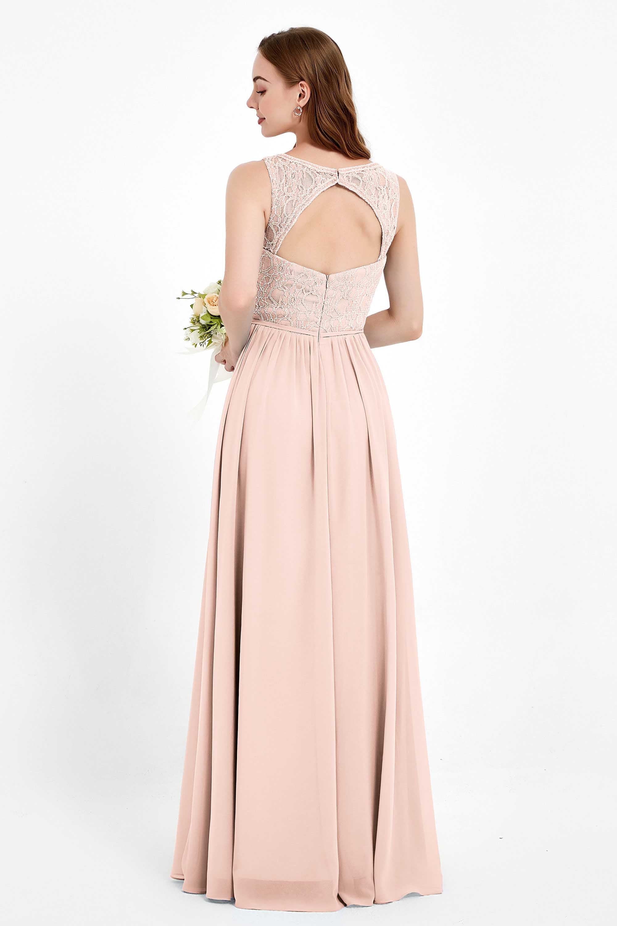 Ruched Chiffon Lace V Neck Bridesmaid Dress Sleeveless Formal Evening Dresses gowns