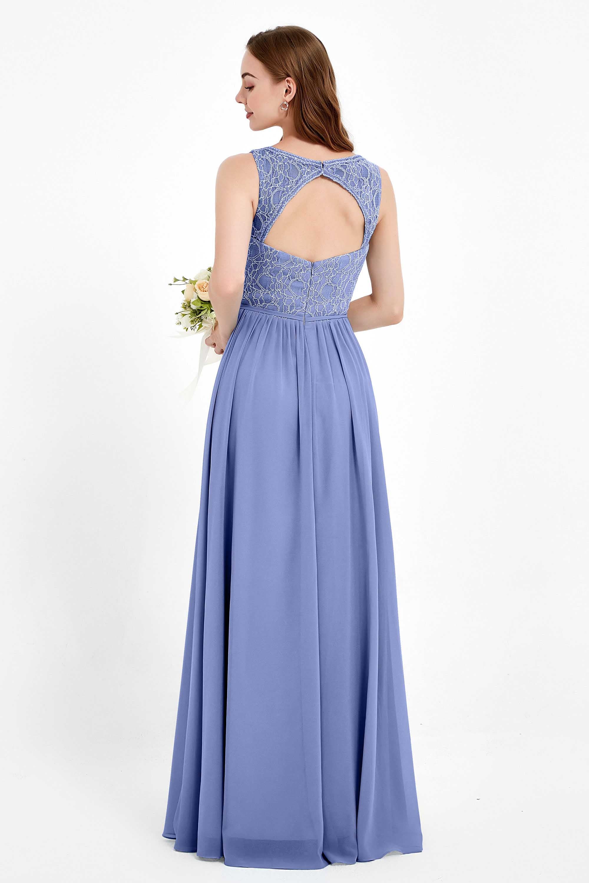 Ruched Chiffon Lace V Neck Bridesmaid Dress Sleeveless Formal Evening Dresses gowns