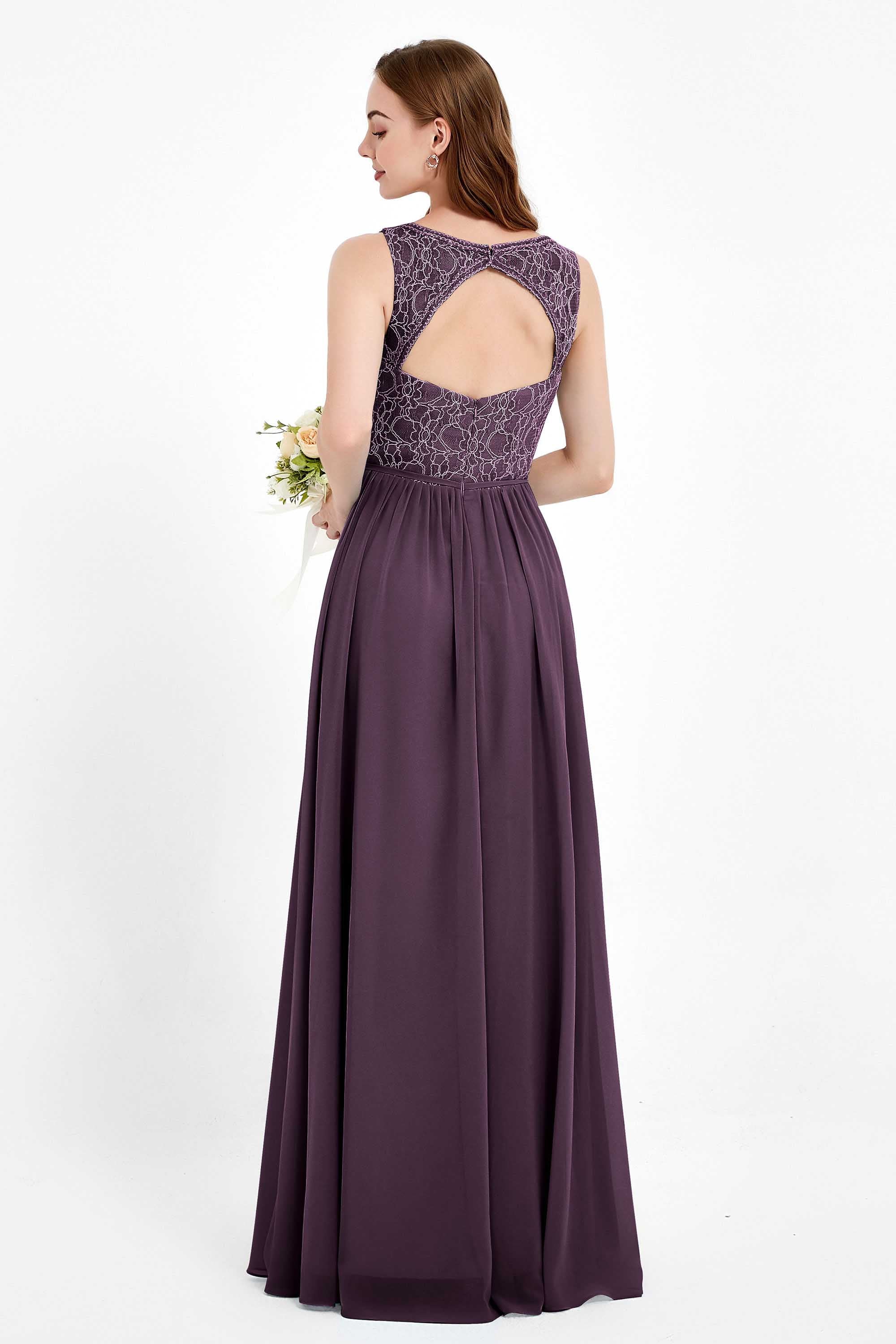 Ruched Chiffon Lace V Neck Bridesmaid Dress Sleeveless Formal Evening Dresses gowns