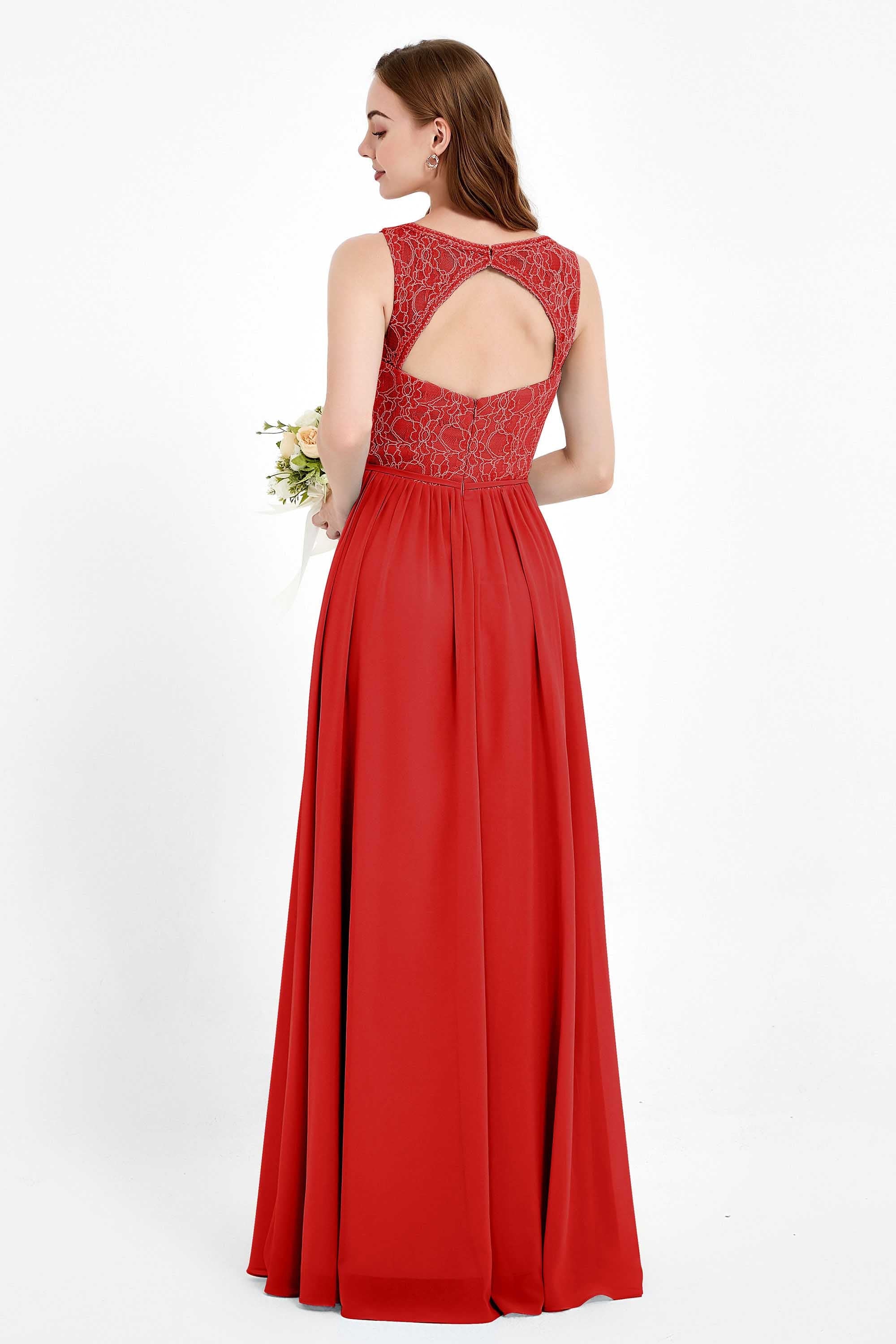 Ruched Chiffon Lace V Neck Bridesmaid Dress Sleeveless Formal Evening Dresses gowns