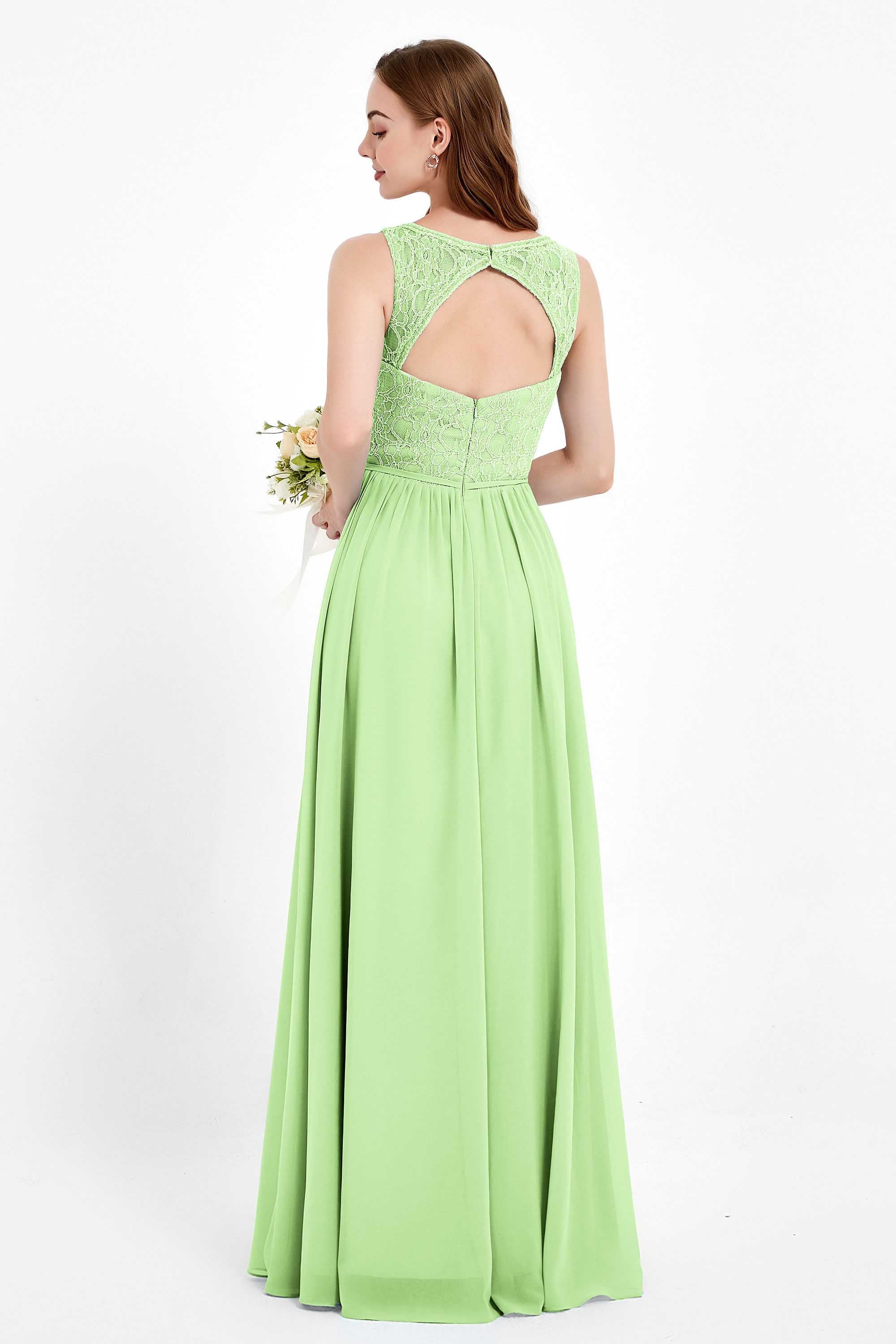 Ruched Chiffon Lace V Neck Bridesmaid Dress Sleeveless Formal Evening Dresses gowns