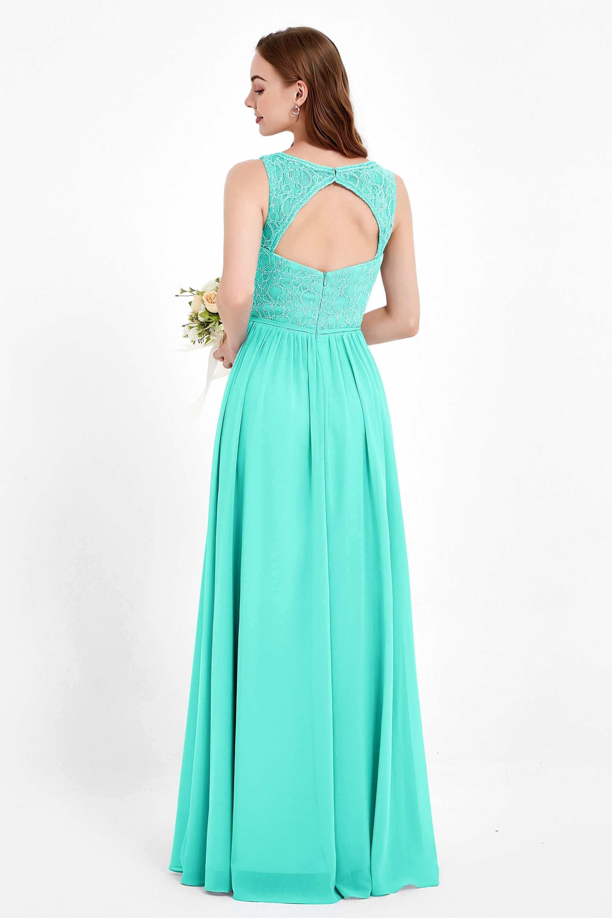 Ruched Chiffon Lace V Neck Bridesmaid Dress Sleeveless Formal Evening Dresses gowns
