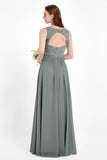Ruched Chiffon Lace V Neck Bridesmaid Dress Sleeveless Formal Evening Dresses gowns