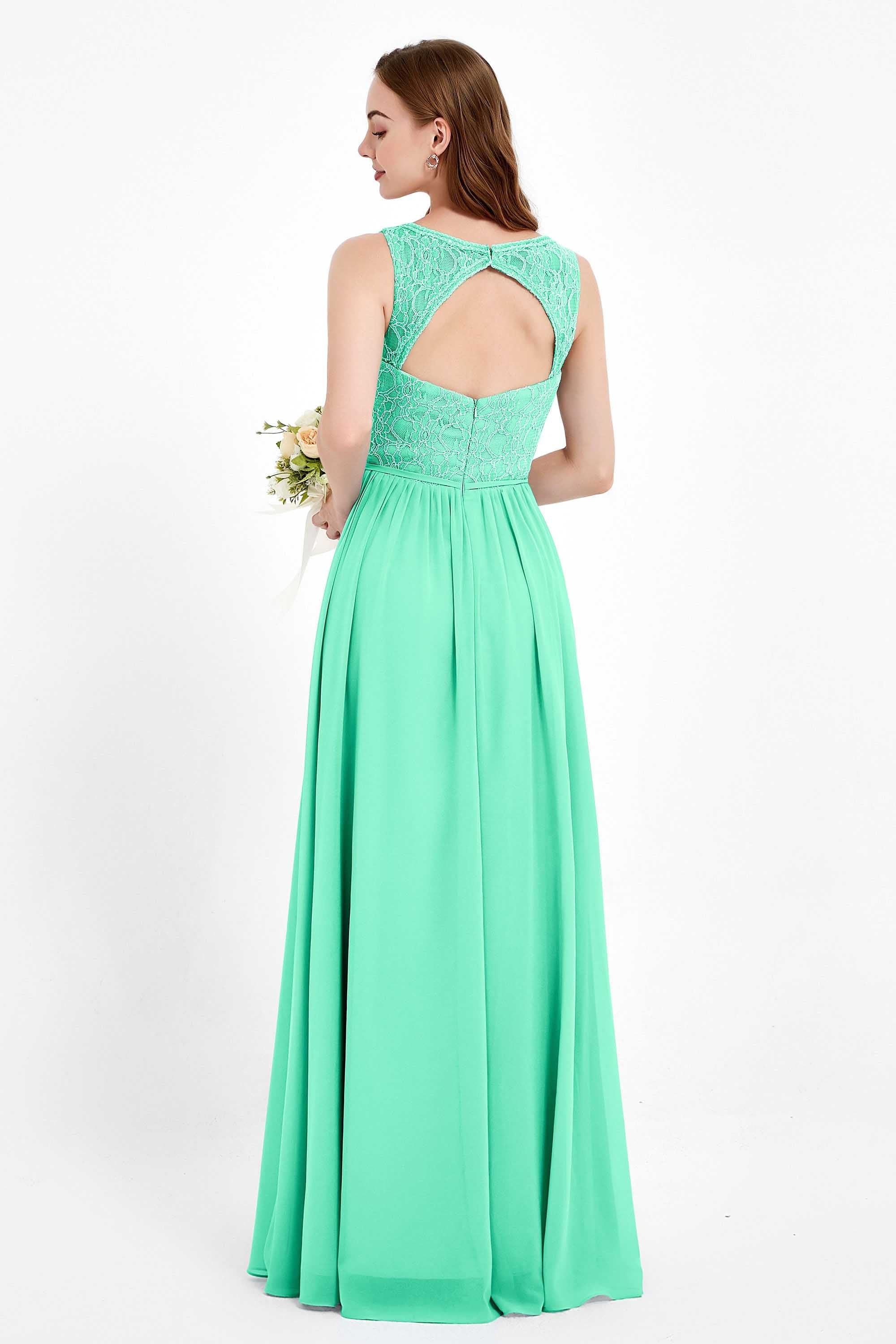 Ruched Chiffon Lace V Neck Bridesmaid Dress Sleeveless Formal Evening Dresses gowns