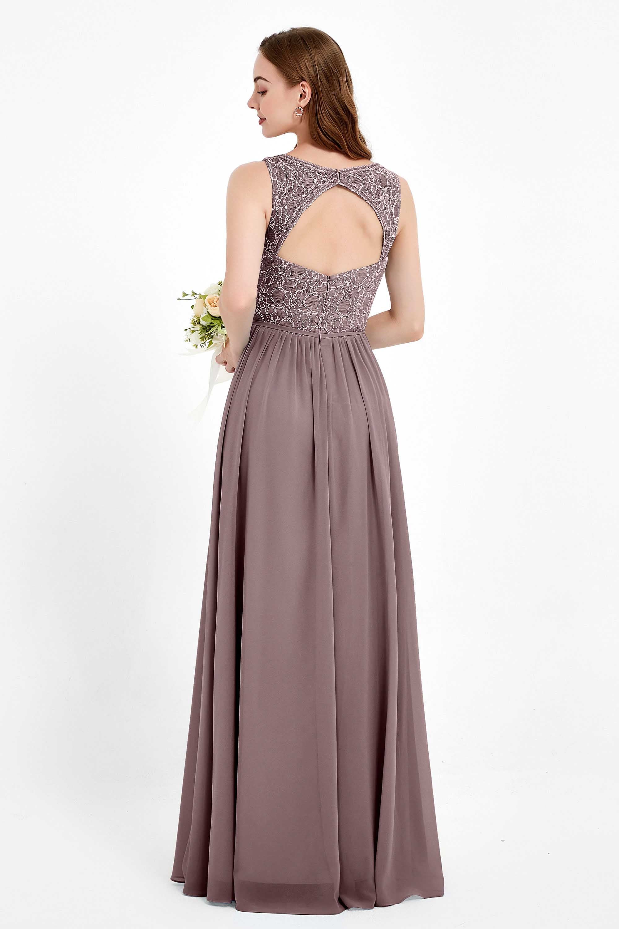 Ruched Chiffon Lace V Neck Bridesmaid Dress Sleeveless Formal Evening Dresses gowns