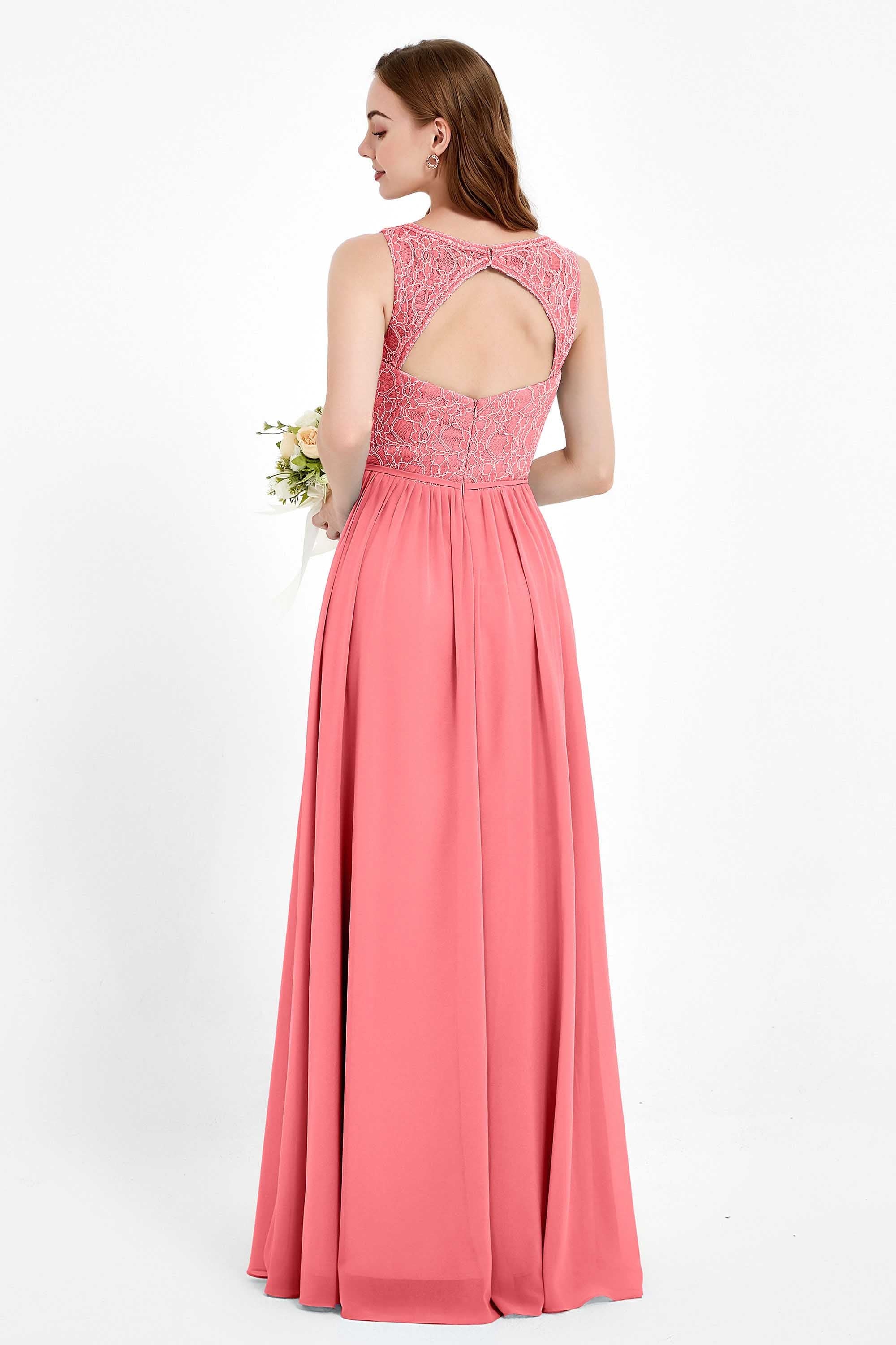 Ruched Chiffon Lace V Neck Bridesmaid Dress Sleeveless Formal Evening Dresses gowns