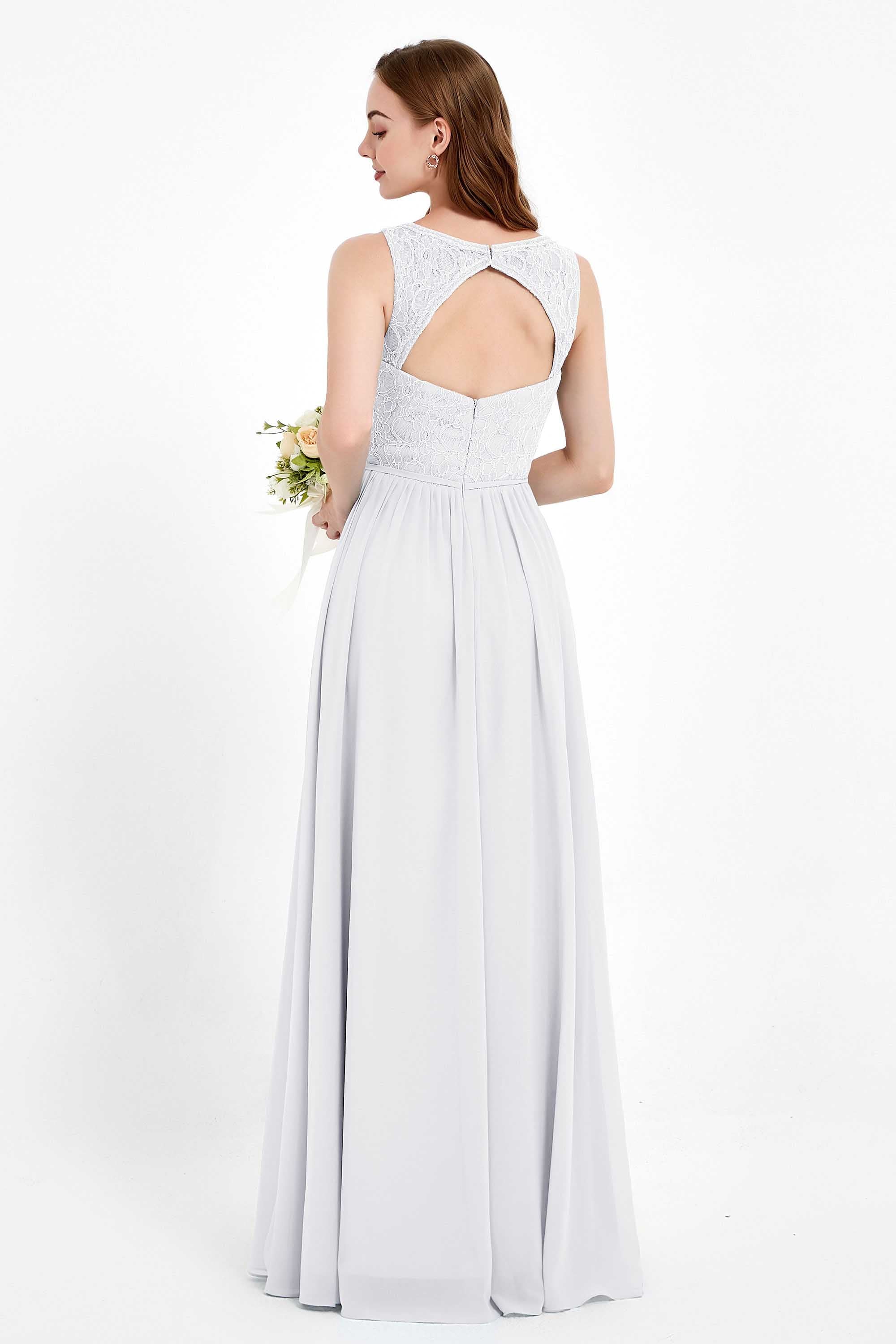 Ruched Chiffon Lace V Neck Bridesmaid Dress Sleeveless Formal Evening Dresses gowns