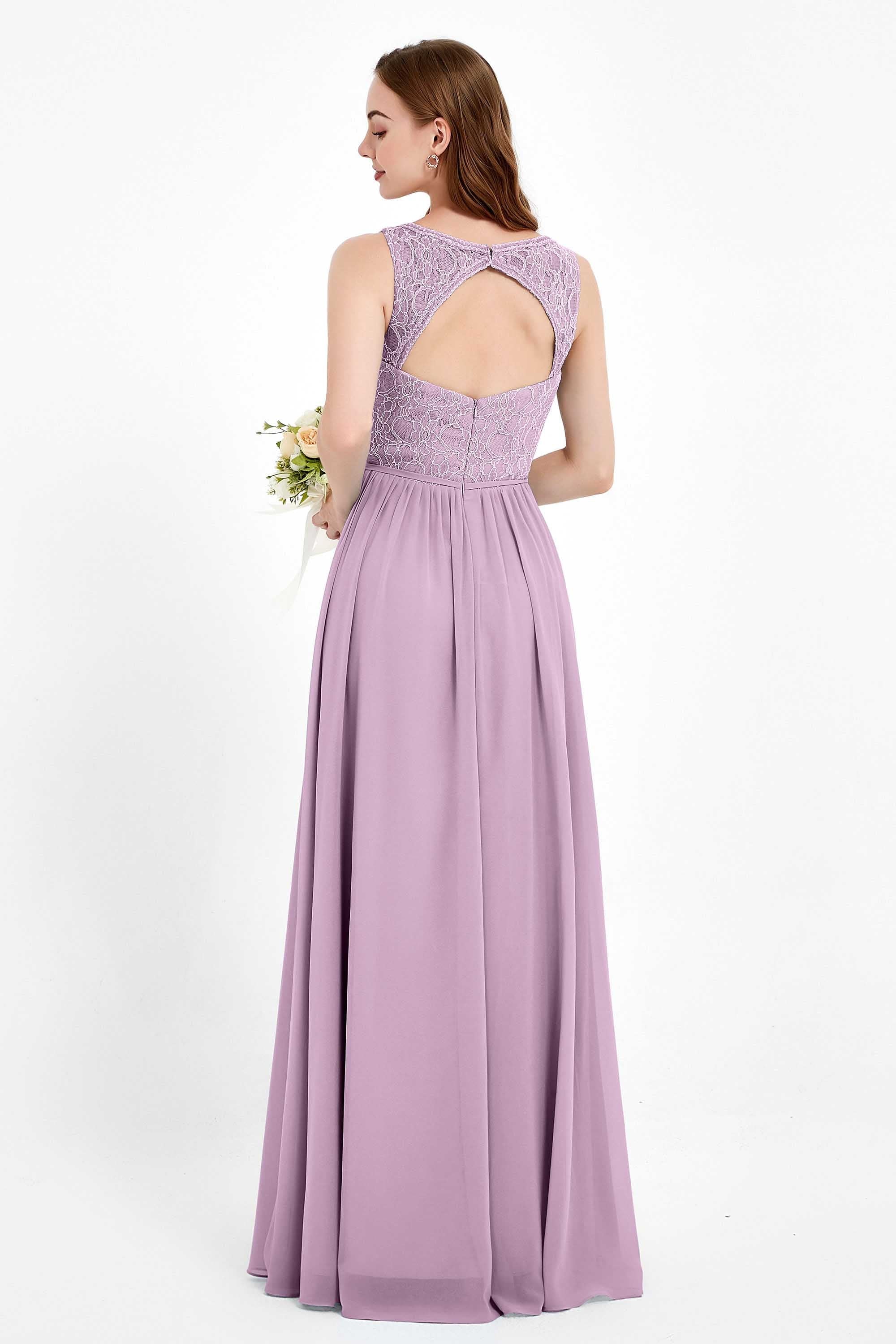 Ruched Chiffon Lace V Neck Bridesmaid Dress Sleeveless Formal Evening Dresses gowns