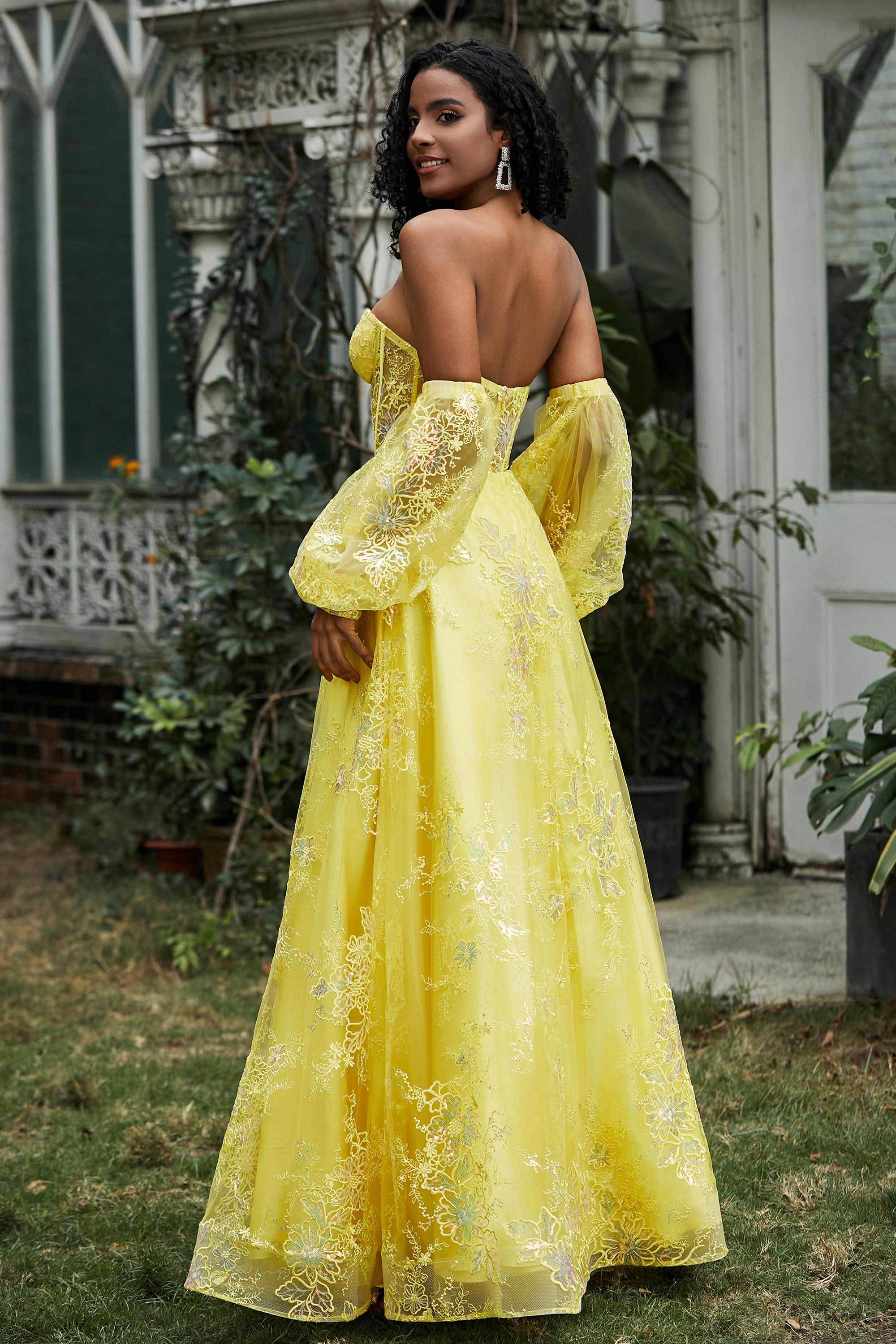 Sweetheart See-Through Lace Formal Evening Dress With High Slit Prom Party Gowns