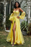 Sweetheart See-Through Lace Formal Evening Dress With High Slit Prom Party Gowns